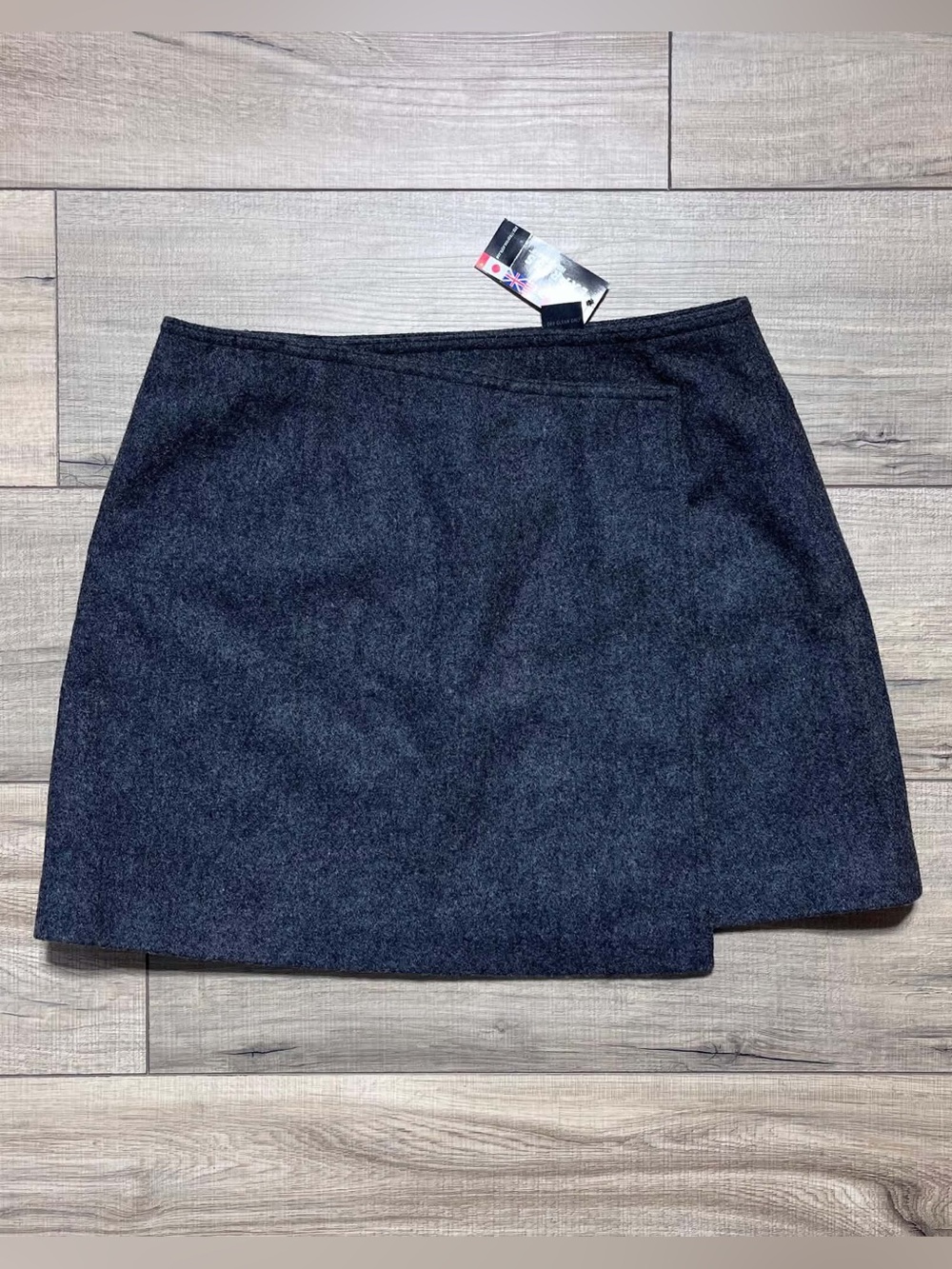 Express World Brand Womens‎ Wool Blend Wrap Mini Skirt Size 5/6 Charcoal Gray
